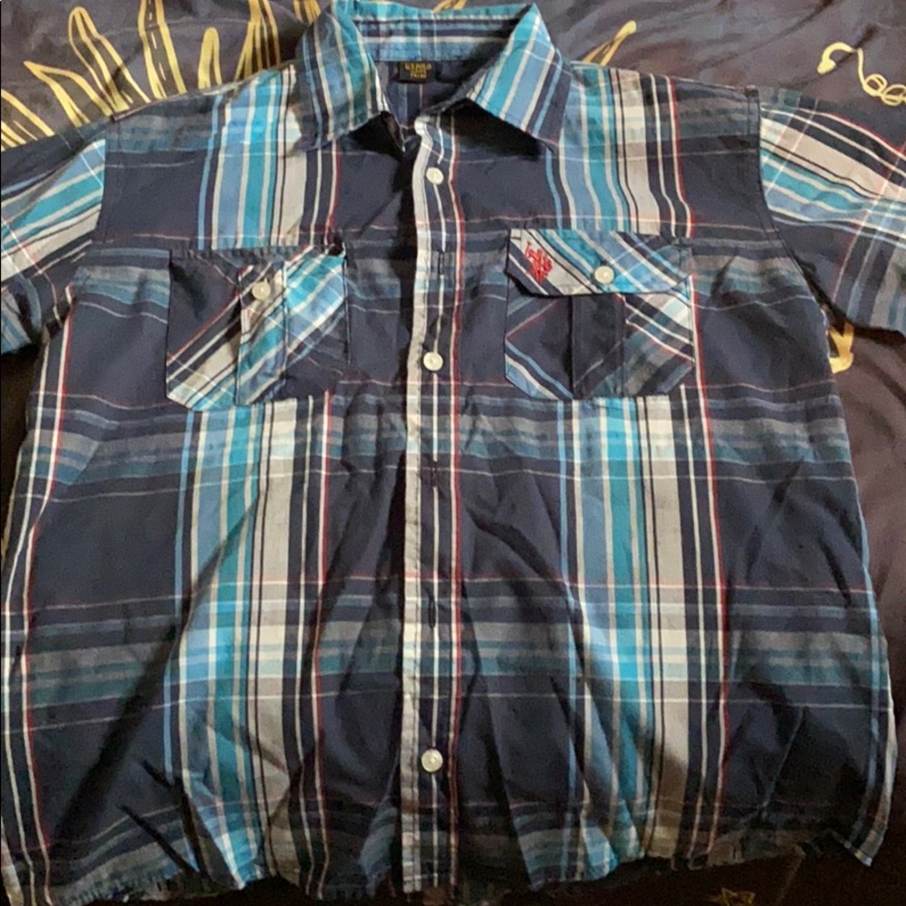 plaid polo long sleeve shirt